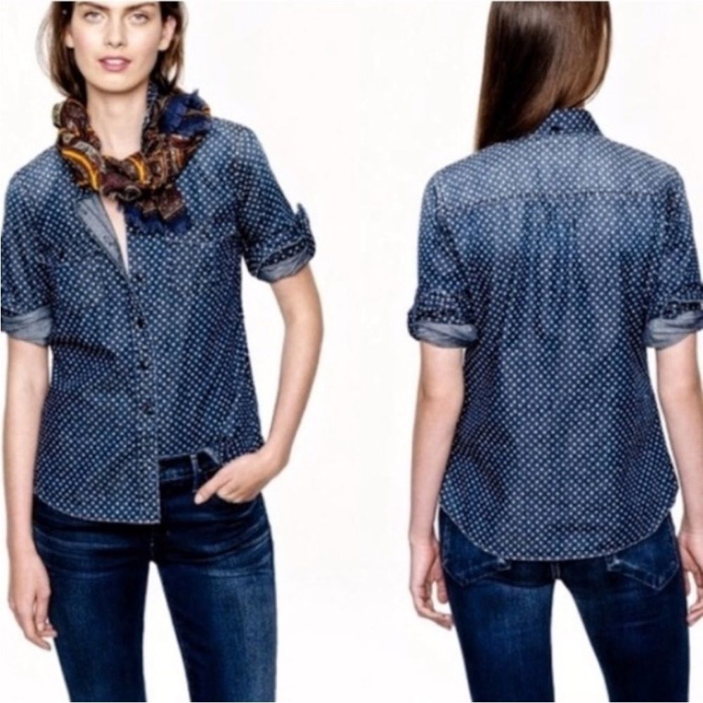 J. Crew Keeper Star Print Denim Button Down Shirt 2